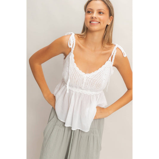 Crochet Tie-Strap Peplum Top