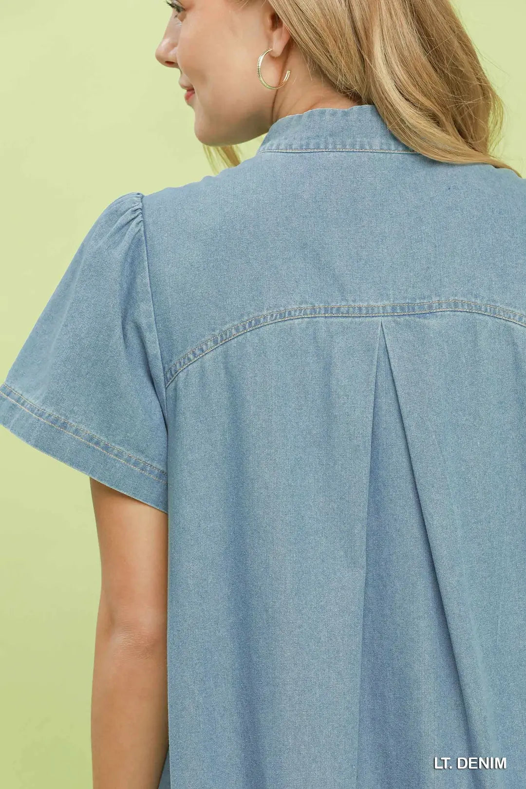 Ruffle Hem Mini Denim Dress