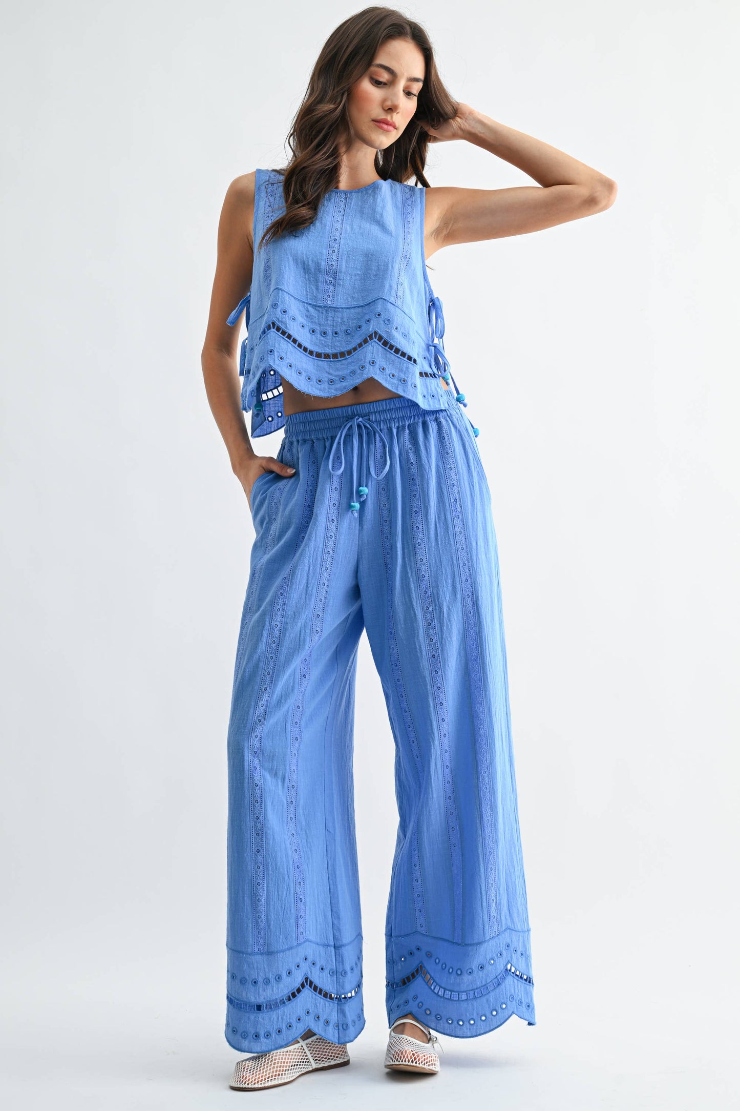 Embroidered Pant Matching Set