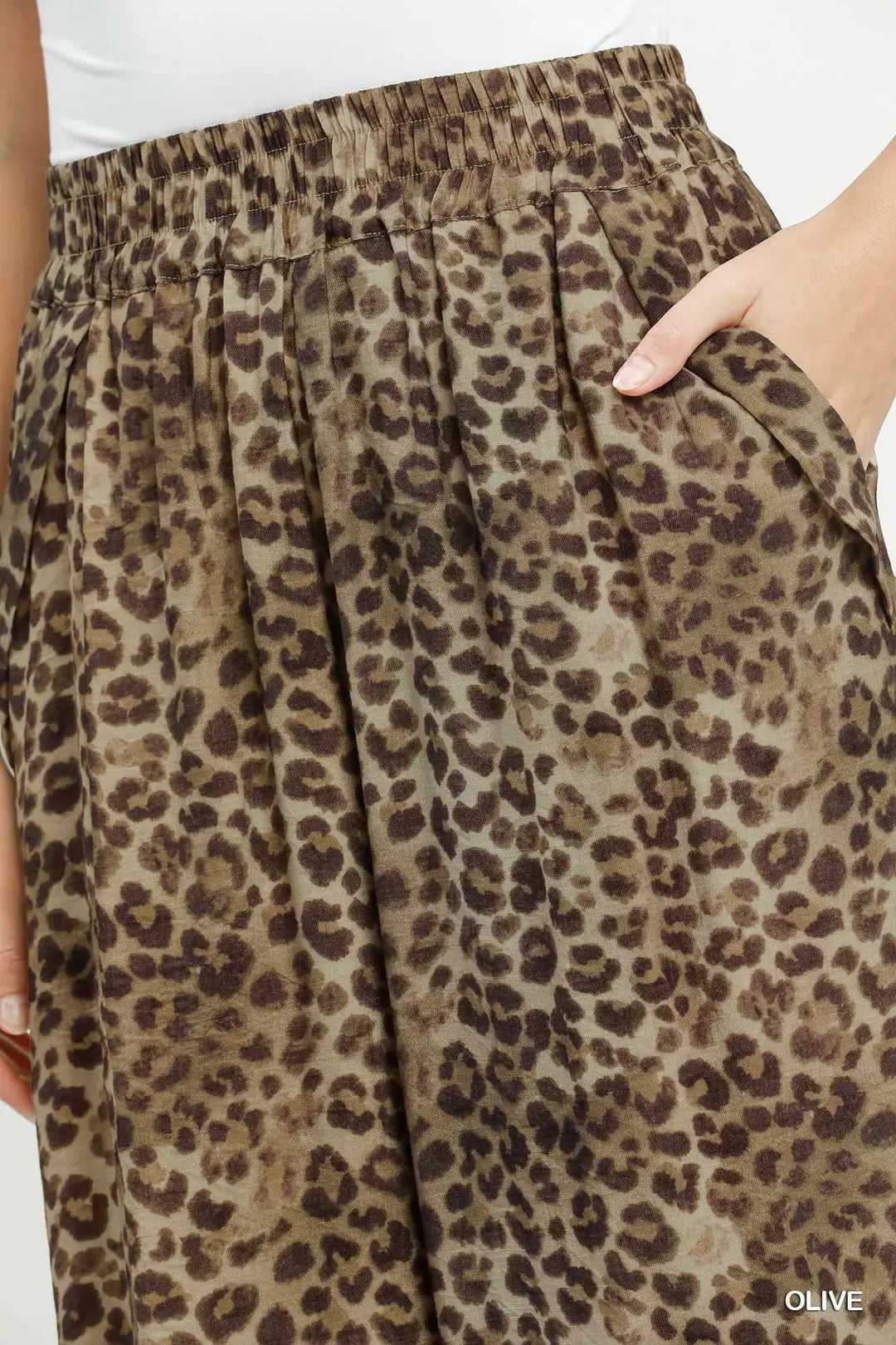 Leopard Print Scallop Wide Leg Pants
