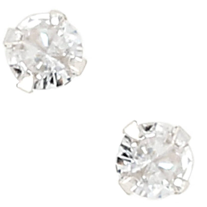 Love You-2.75" Dish 5mm Sterling Silver CZ Stud Earring Set