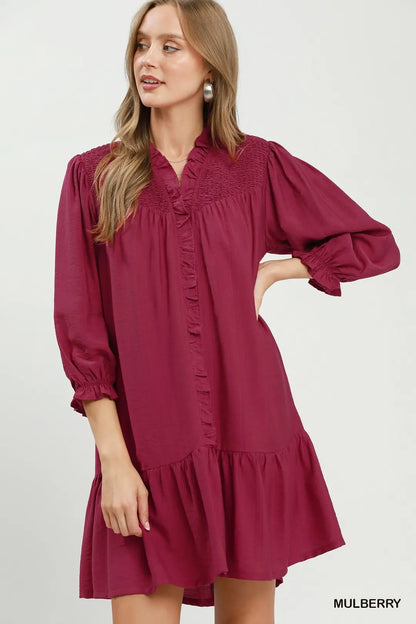 Ruffle Detail Tiered Mini Dress