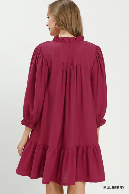 Ruffle Detail Tiered Mini Dress