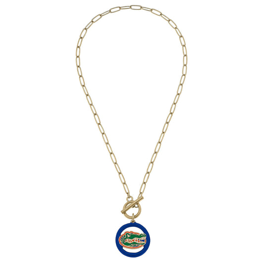 Florida Gators Logo Enamel T-Bar Necklace