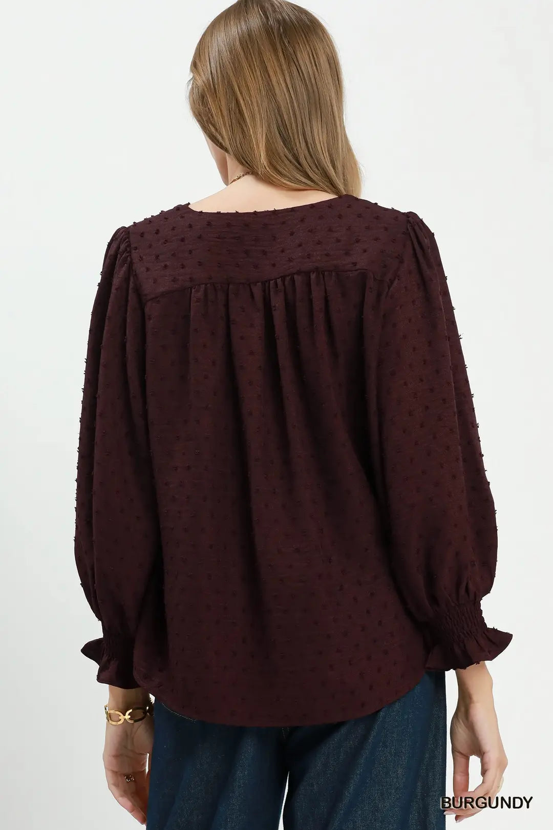 Swiss Dot Lace Yoke Peasant Blouse