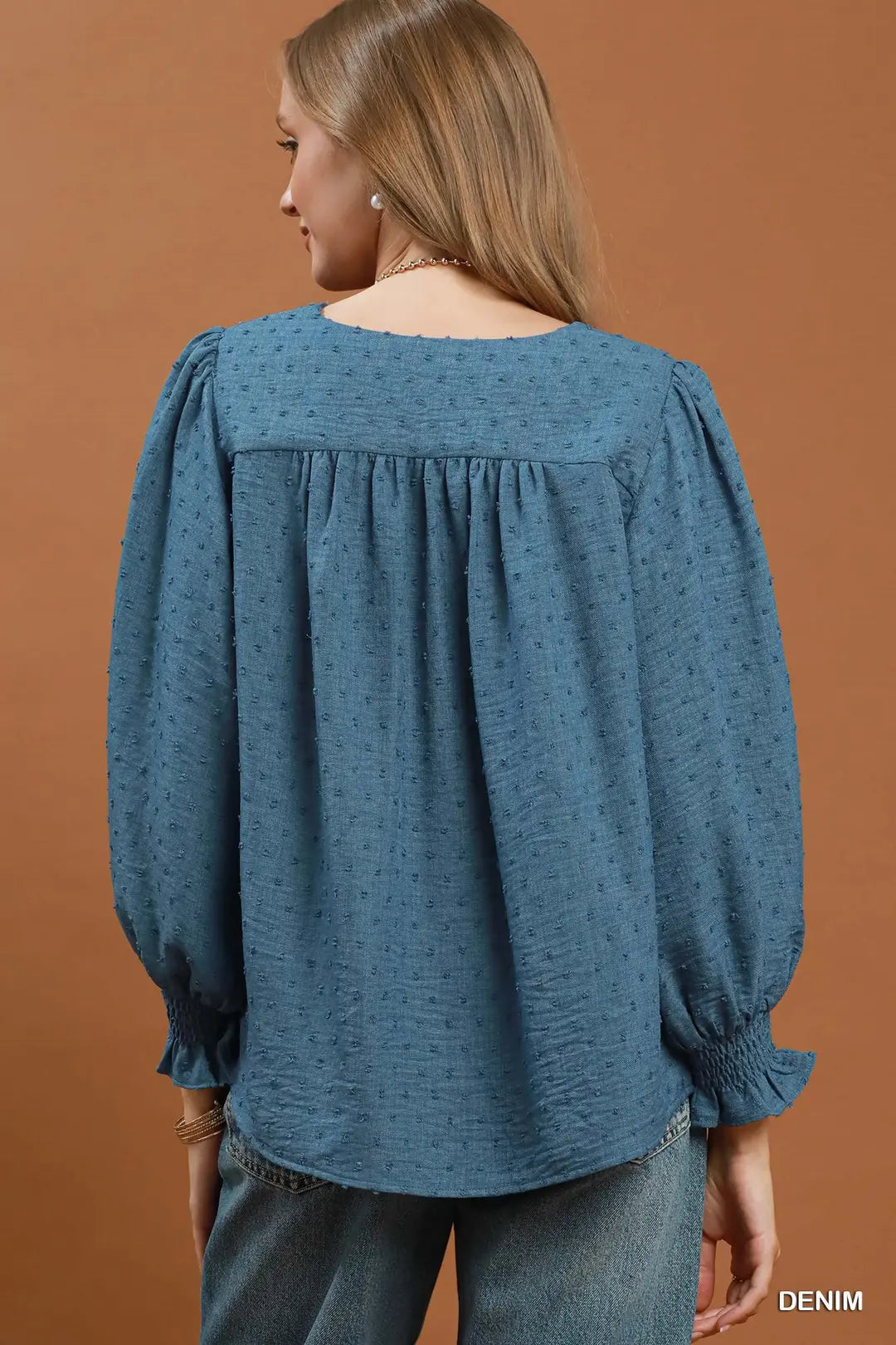 Swiss Dot Lace Yoke Peasant Blouse