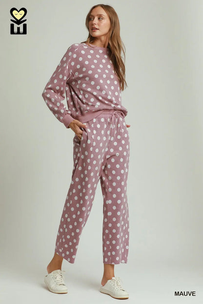 Polka Dot Long Sleeve Pullover Top