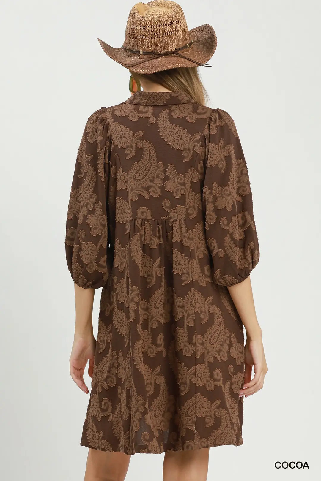 Paisley Print Puff Sleeve Babydoll Dress