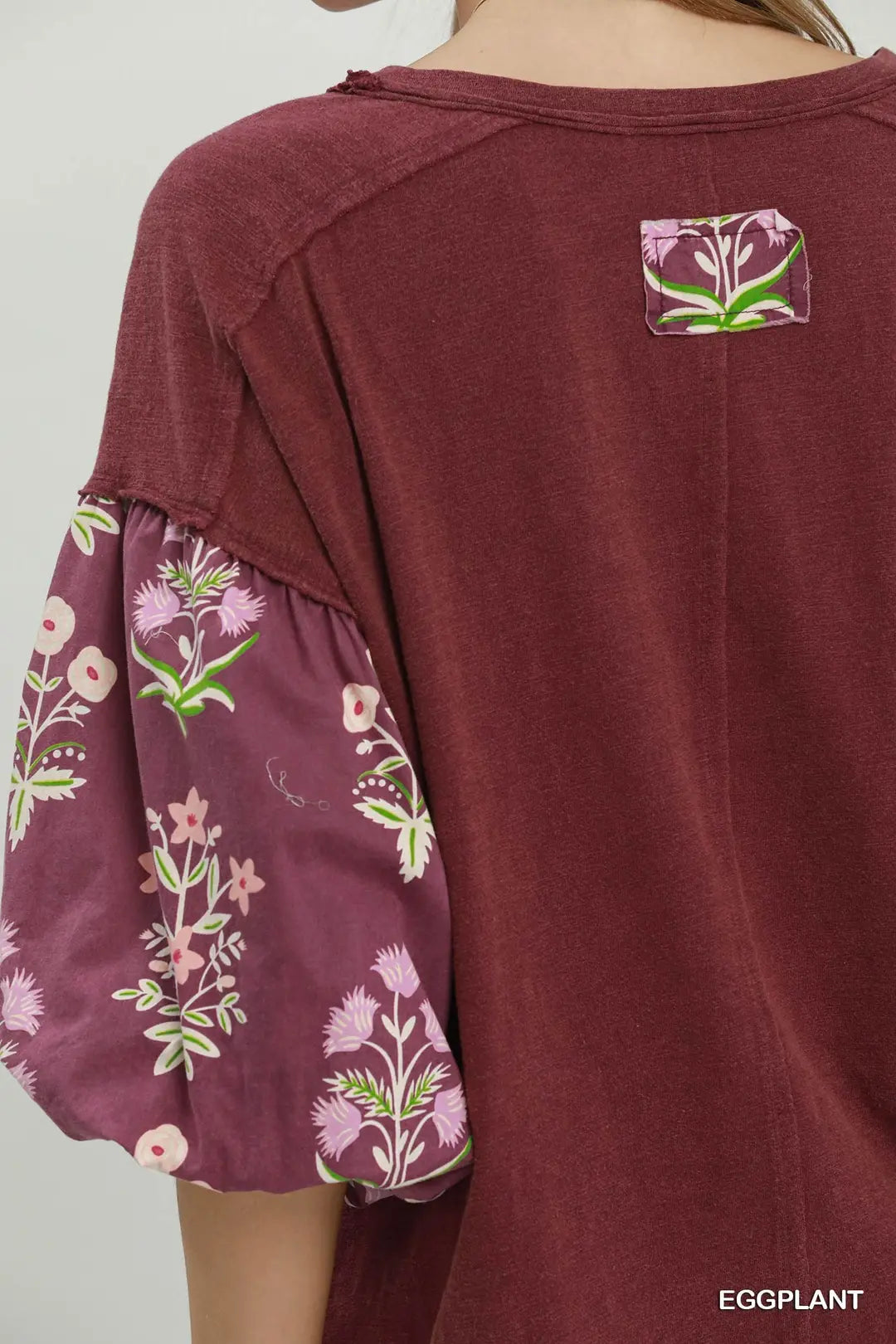 Floral Print Mineral Washed Top