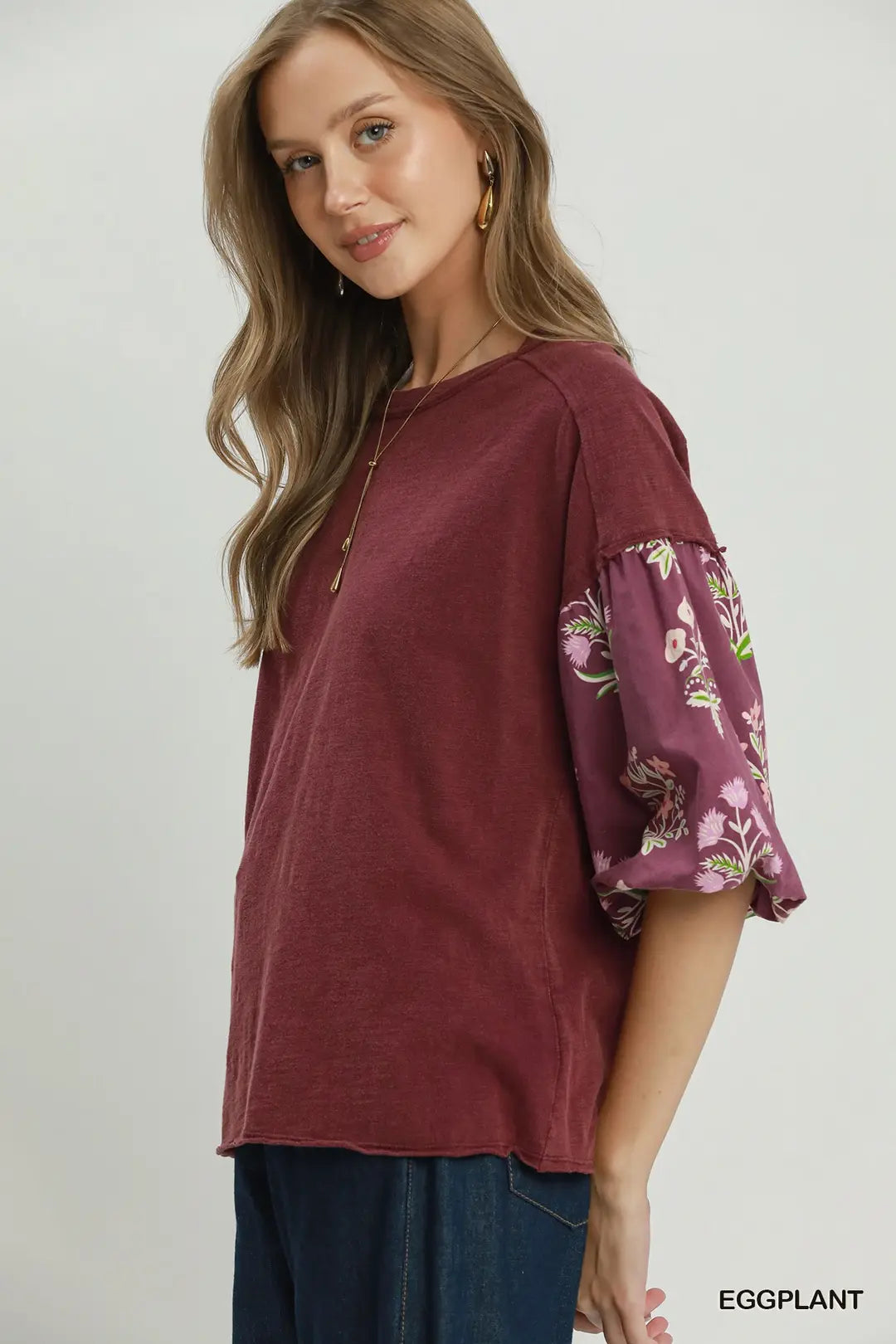 Floral Print Mineral Washed Top