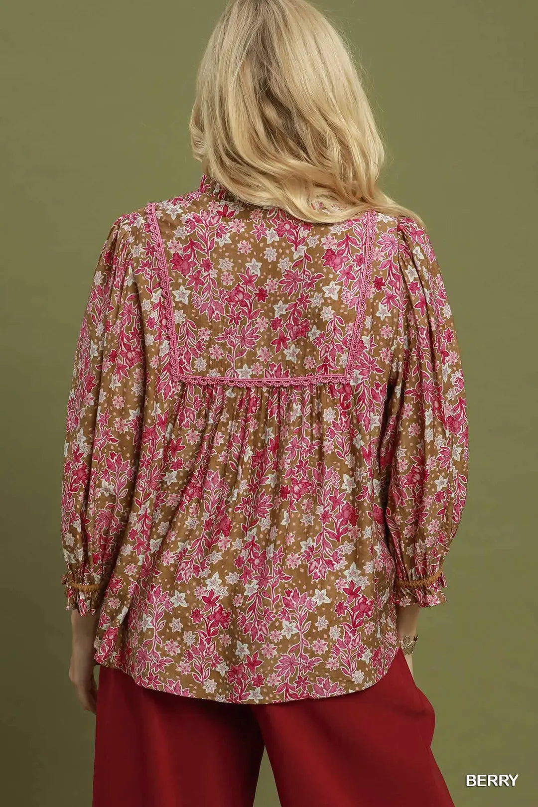 Floral Print V-Neck Long Sleeve Top