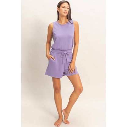 Drawstring Waist Sleeveless Romper