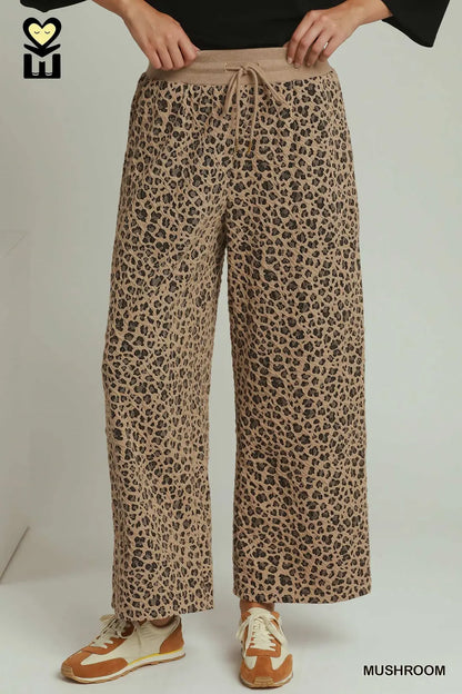 Leopard Jacquard Half Zip Pullover and Pant Set