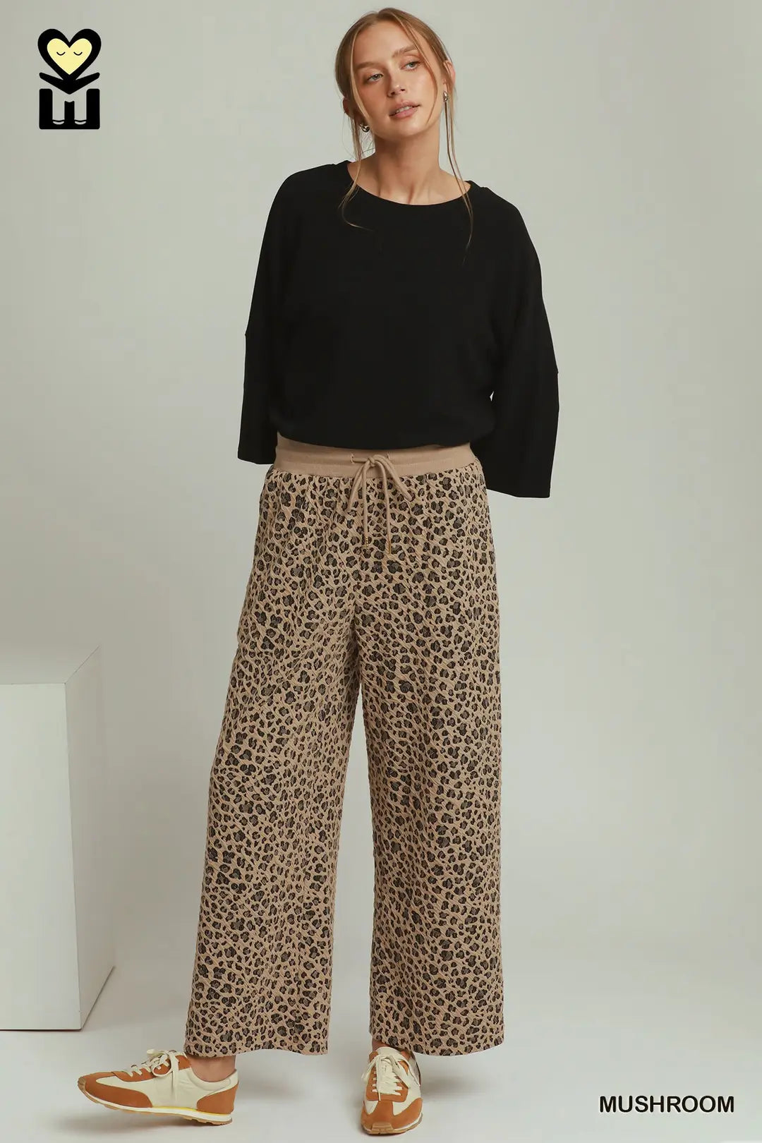 Leopard Jacquard Half Zip Pullover and Pant Set
