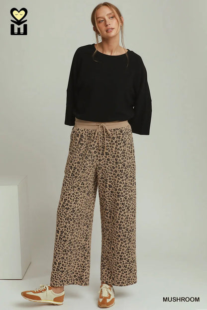 Leopard Jacquard Half Zip Pullover and Pant Set