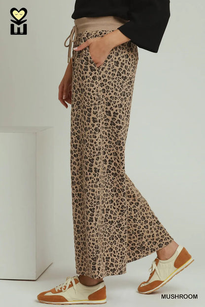 Leopard Jacquard Half Zip Pullover and Pant Set