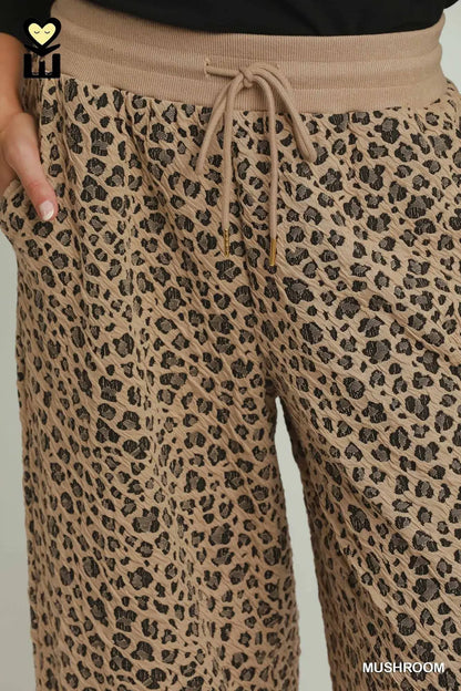 Leopard Jacquard Half Zip Pullover and Pant Set