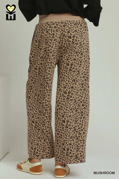 Leopard Jacquard Half Zip Pullover and Pant Set