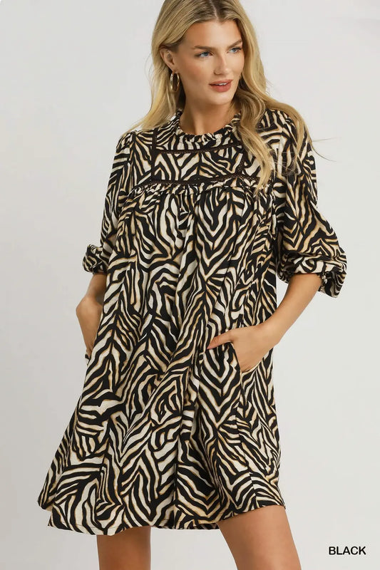 Abstract Zebra Print Dress