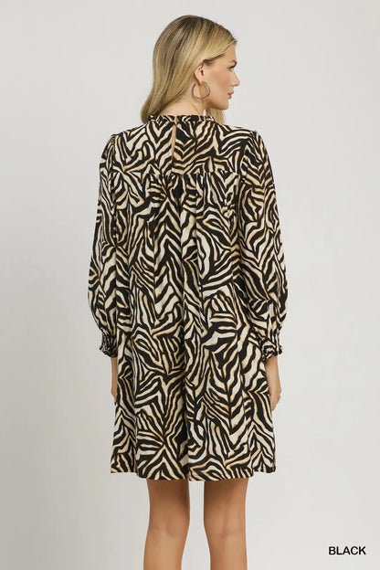 Abstract Zebra Print Dress