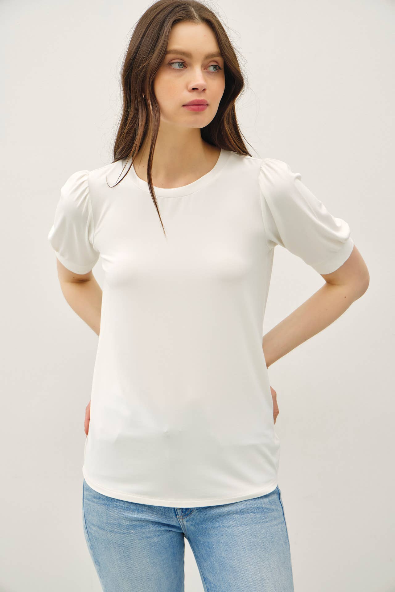 BAMBOO/MODAL ULTRA SOFT VOLUME SLEEVE BASIC TOP