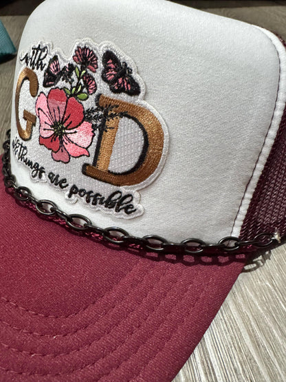 With God All Things Are Possible Trucker Hat - Southern Sassy Boutique