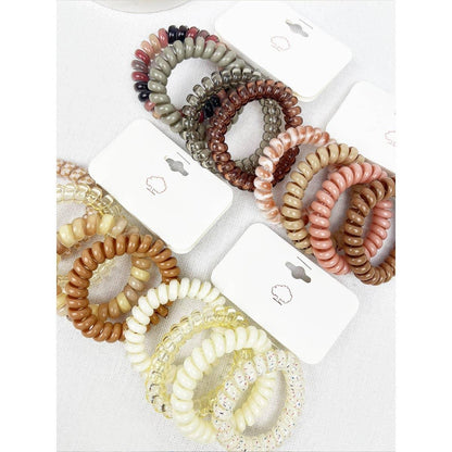 Cream and Multi Design Spiral Hair Ties - Southern Sassy Boutique