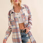 Yarn Dyed Fringe Bottom Button Up Long Shirt Jacket