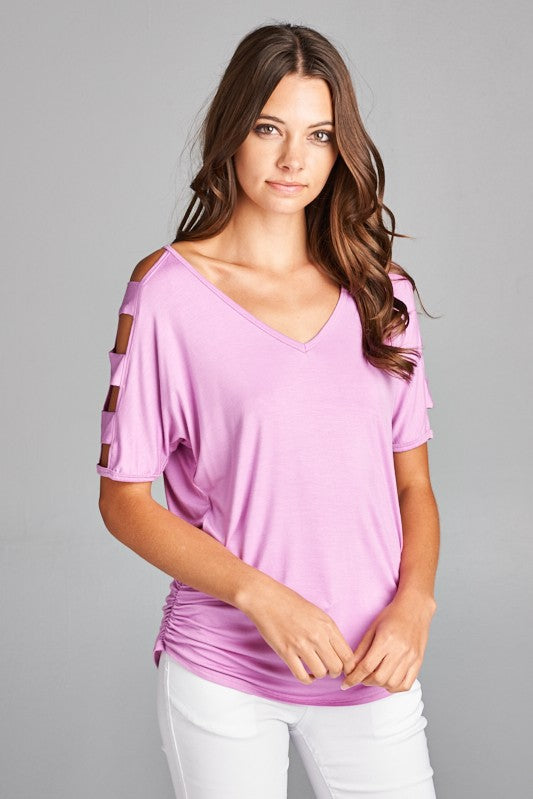 V-Neck Cut Out Casual Top