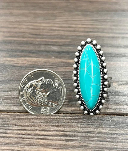 750195, Turquoise Adjustable Ring - Southern Sassy Boutique