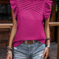Crinkle Pleated Ruffle Mock Neck Top