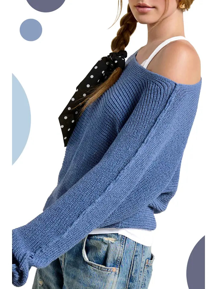 Lightweight Dolman Sleeve Boat Neck Sweater Top