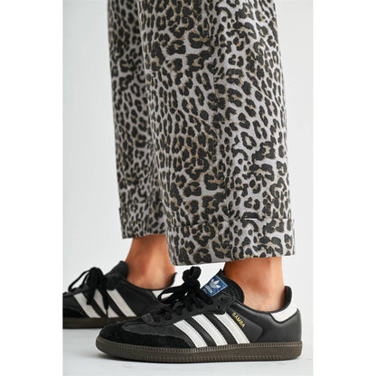 High-Rise Wide Leg Leopard Cropped Jeans