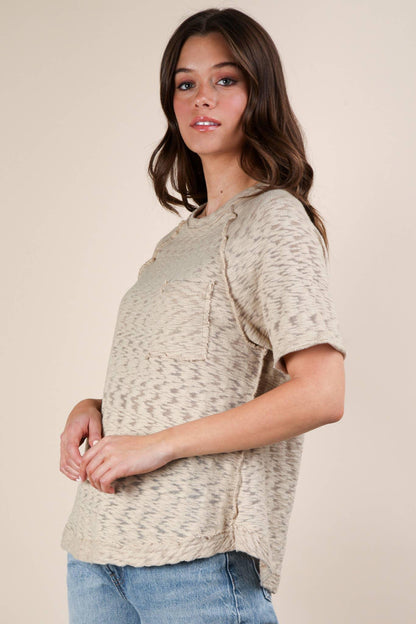 Solid Casual Knit Top with Patch Pocket - Southern Sassy Boutique