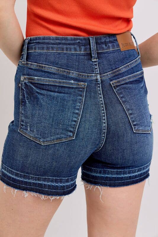 High Waisted Tummy Control Destroy Release Hem Shorts