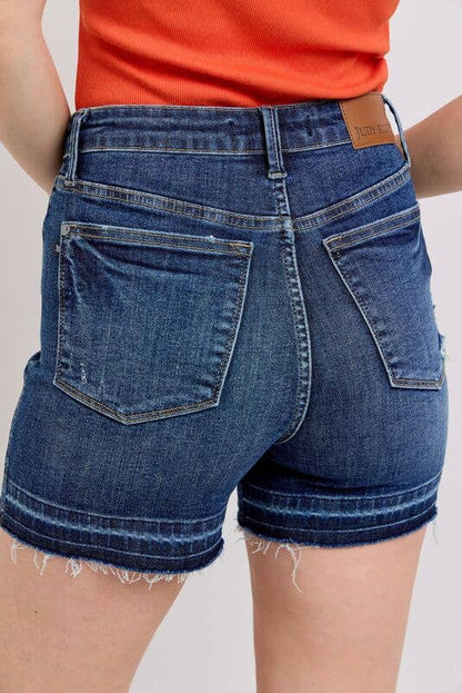 High Waisted Tummy Control Destroy Release Hem Shorts