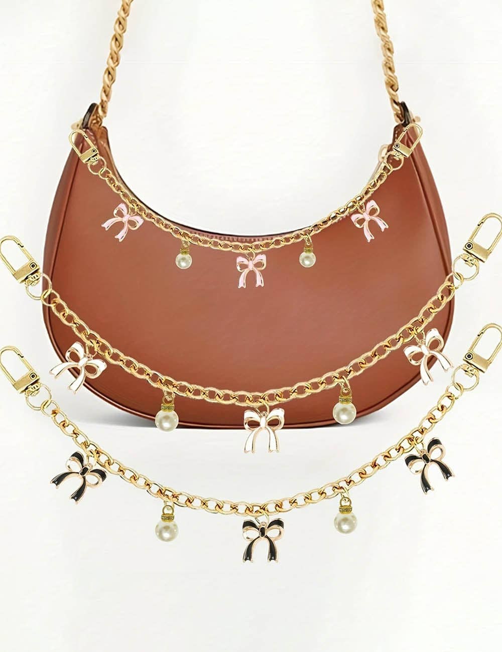 Elegant Bow Knot Pearl Chain Bag Charm DP25H622