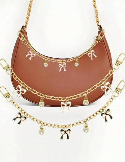 Elegant Bow Knot Pearl Chain Bag Charm DP25H622