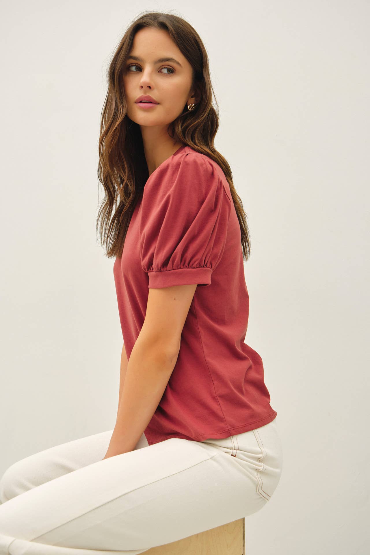 COTTON JERSEY PUFF SLEEVE T-SHIRTS