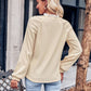 Textured Long Sleeve Blouse with Lace Detail