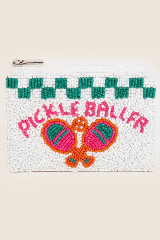 Seed Beaded Pickleballer Paddles Coin Purse