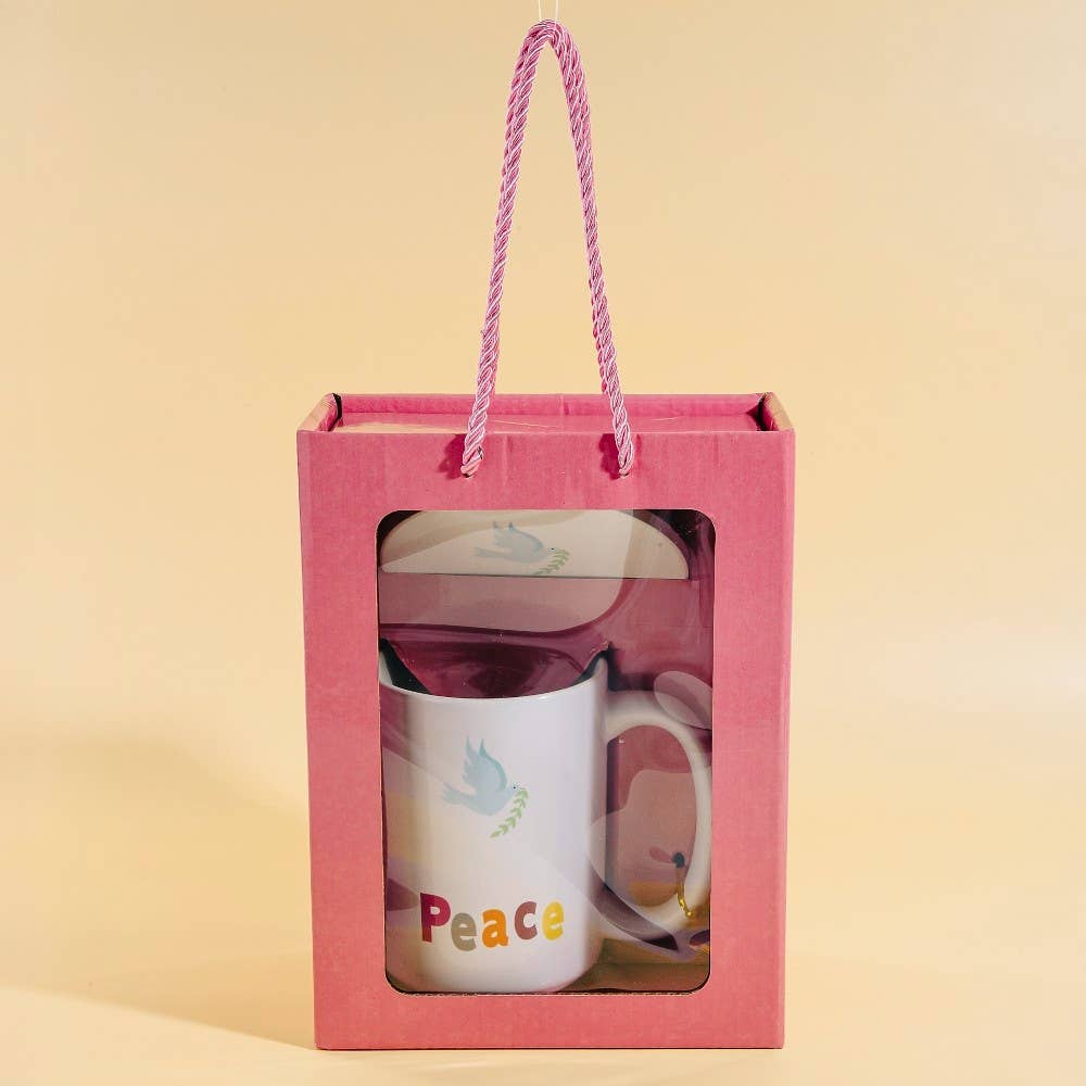 Peace Dove 15 Oz Mug With Matching Coaster Gift Set