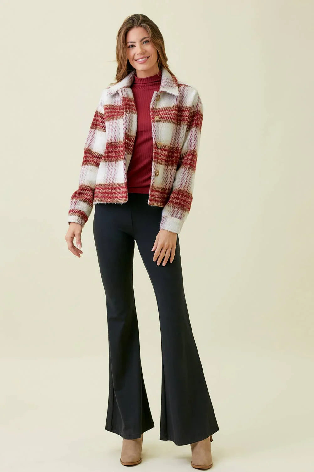 Plaid Printed Jacket - Southern Sassy Boutique