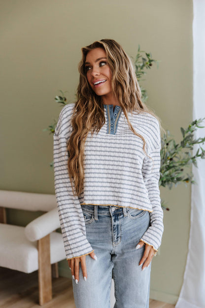 Long Sleeve Henley Top - Southern Sassy Boutique