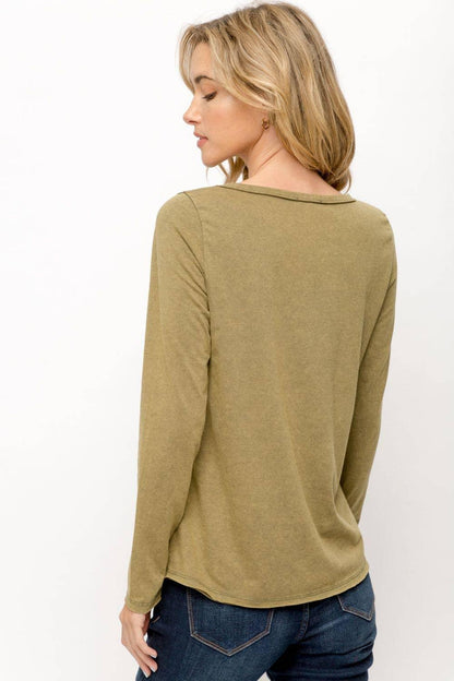 Cut-Out Long Sleeve Top - Southern Sassy Boutique