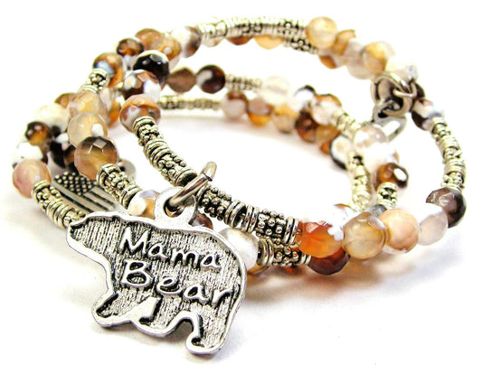 Mama Bear Microcrystalline Quartz Wrap Agate Stone Bracelet - Southern Sassy Boutique