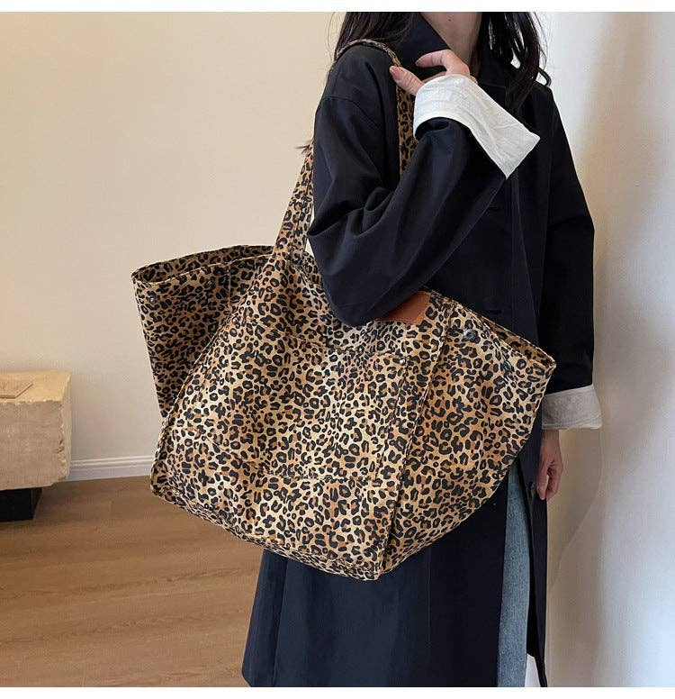 Leopard Print Shoulder Bag Large Capacity Tote Bag