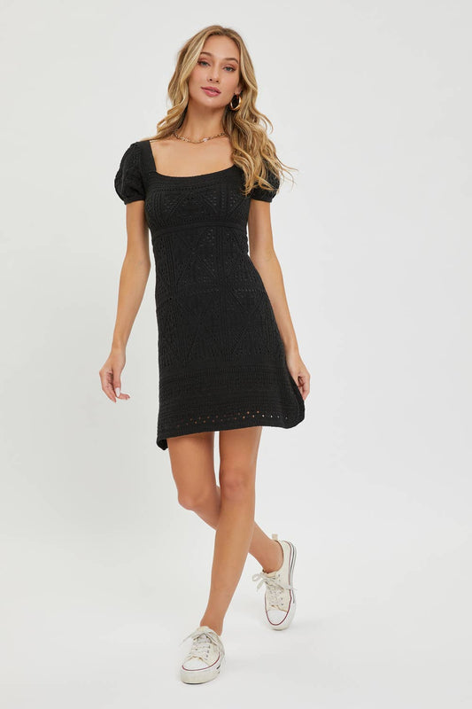 Casual Crochet Knit Short Dress