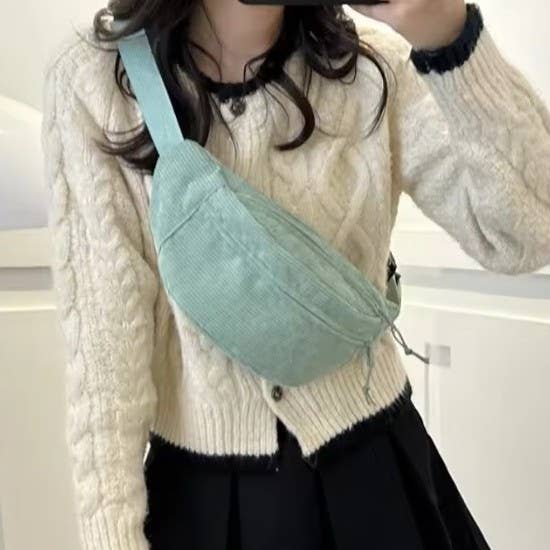 CORDUROY CROSSBODY SLING FANNY PACK BELT BUM BAG