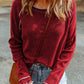Waffle Knit Long Sleeve Top